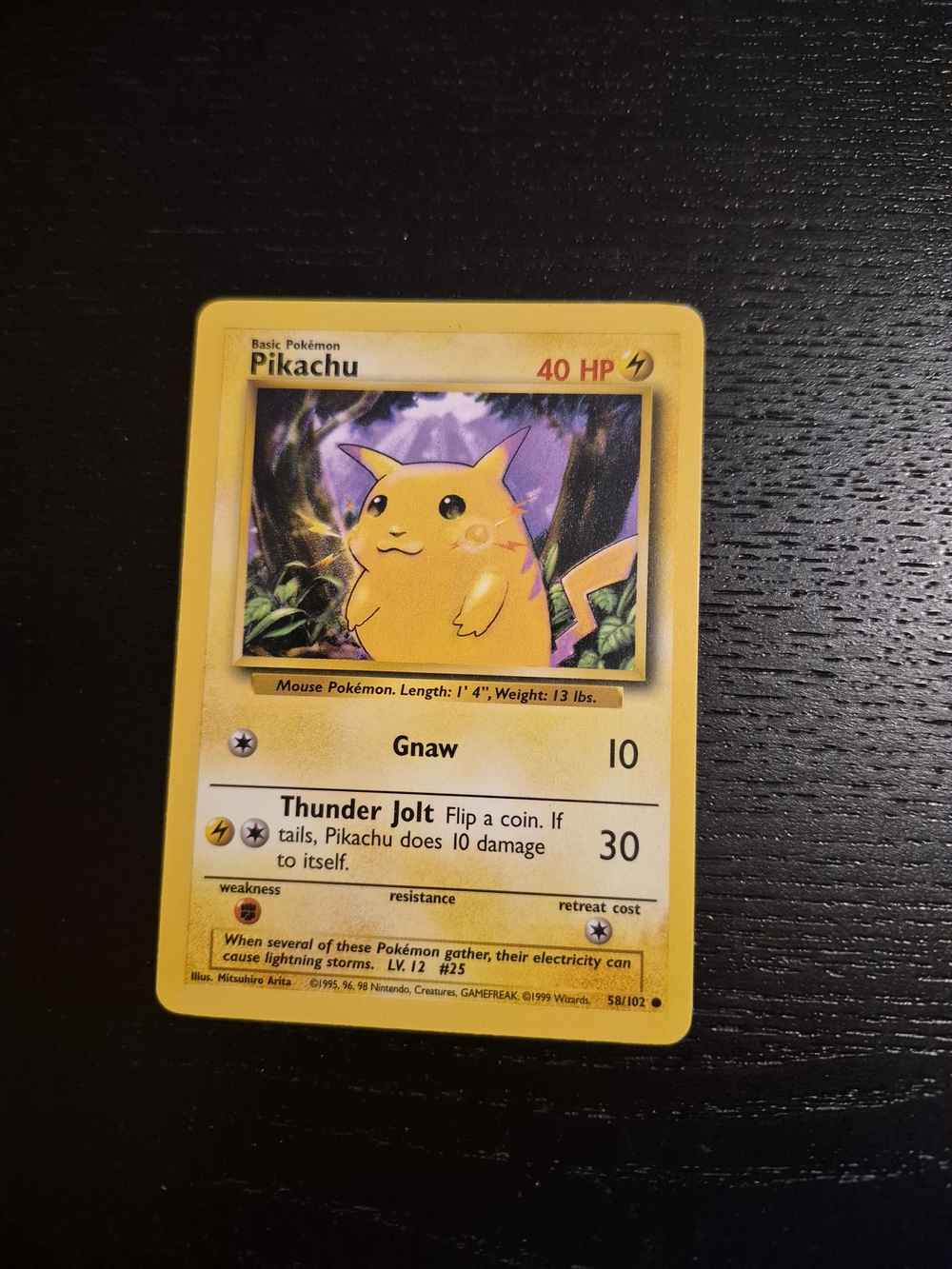 Vintage 1999 Pikachu Card